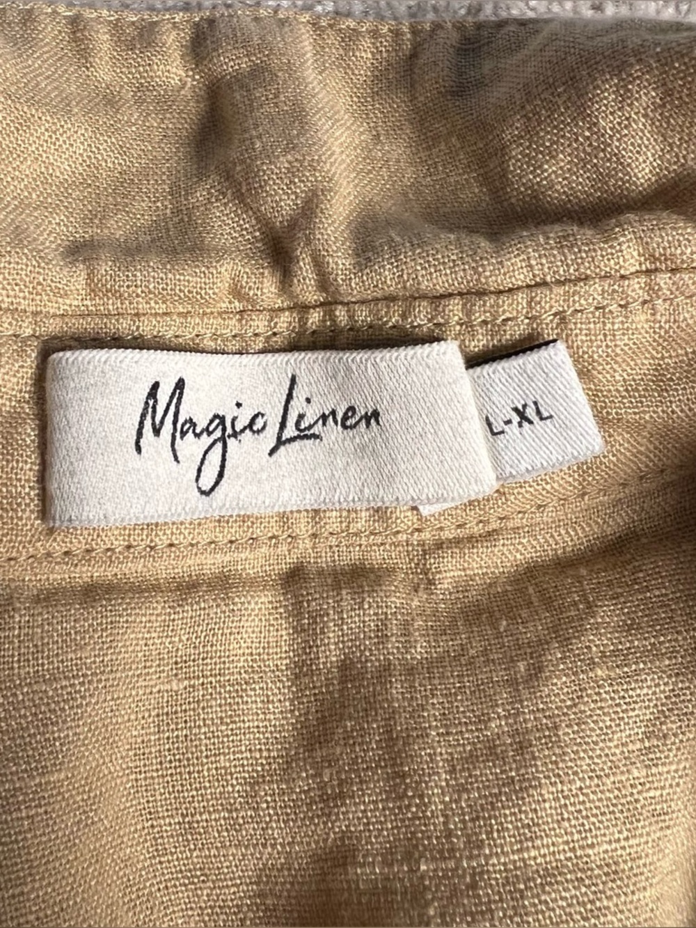 Magic Linen Julien 100% Linen Shirt Dress Button Front Tie Waist Casual L/XL - Picture 5 of 11